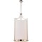 Nuvo Meadow 4-Light Large Foyer Pendant w/ White Fabric Shade in Polished Nickel